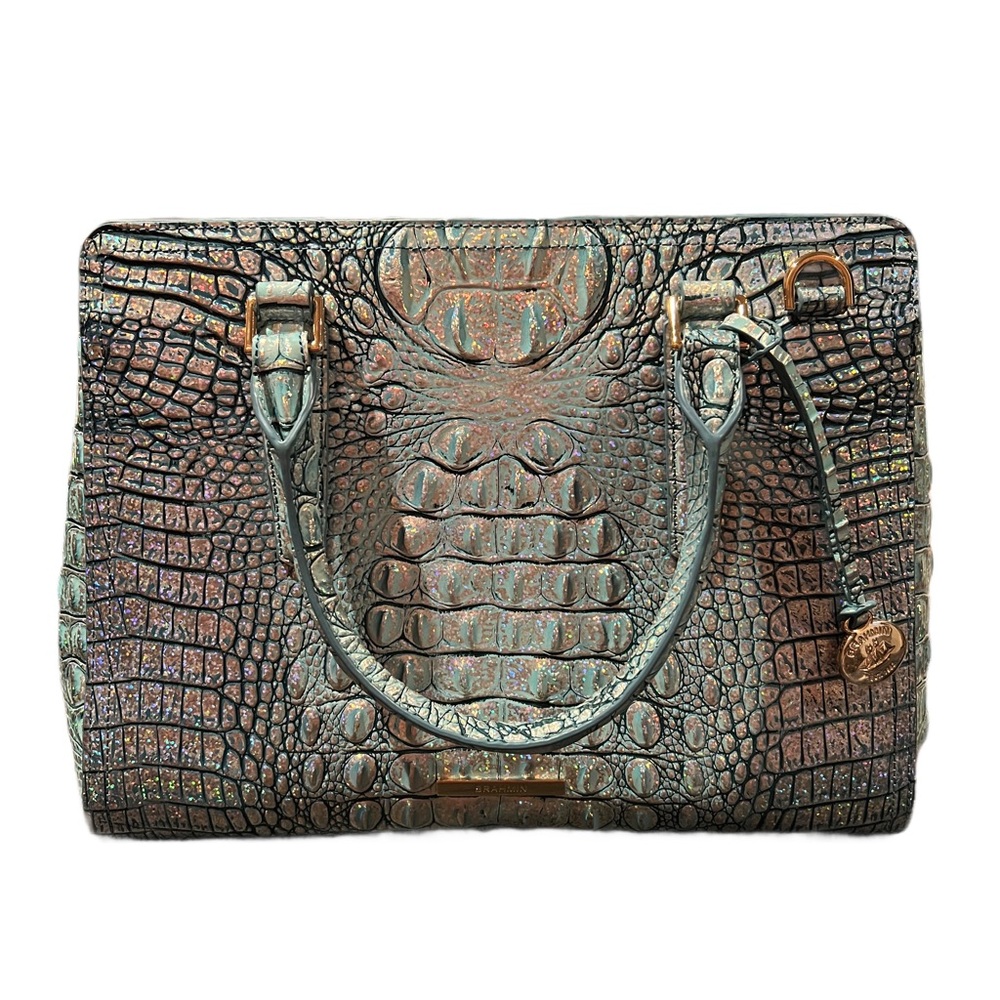 Brahmin Small Finley Leather Satchel Artic Blue - Picture 3 of 8